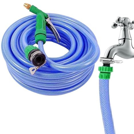 Flexibler Gartenschlauch – 5 Meter robuste Wasserleitung für den Außenbereich | Knickfreier Hofschlauch mit Düse | Autowaschset, Rasen- und Blumenbewässerungsschlauch für , Hinterhof,