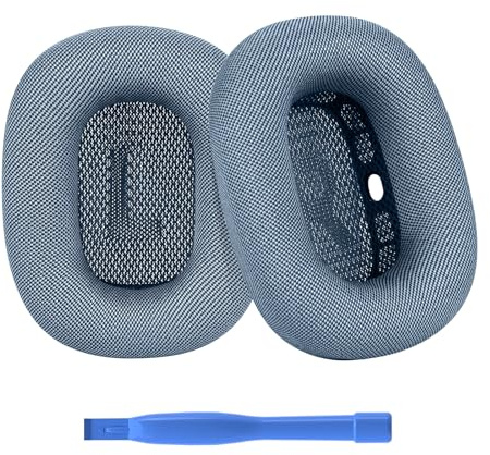 Ersatz Ohrpolster für AirPods Max Kopfhörer von MMOBIEL - Memory- Schaumstoff und Mesh Gewebe Kopfhörer Ohrpolster - Kopfhörer Ersatzpolster – Sky Blau
