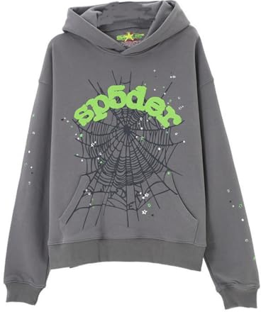 Sybnwnwm Punk huvtröja män spindelnät blast tryck sweatshirt retro Y2K grunge huvtröjor gotisk streetwear pullover, D-grå, M