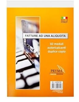 Pryma Blocco Fatture 1 Aliquota Autoricalcanti 2 Copie 50x2 Fogli – Formato 15 x 23 cm per Fatturazione Manuale, Aziende e Professionisti