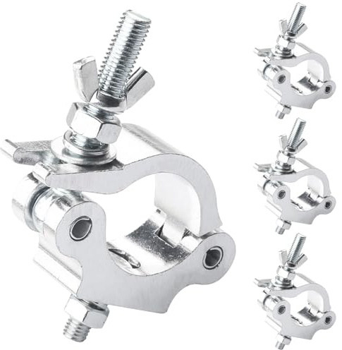 Mad Owl Stage Lighting Equipment & Accessories,Aluminum C‑clamp Scaffolding Heavy Duty Truss Clamps Adjustable 40-52mm/1.57-2.05 inches for Moving head beam lighting (4pack Silver)