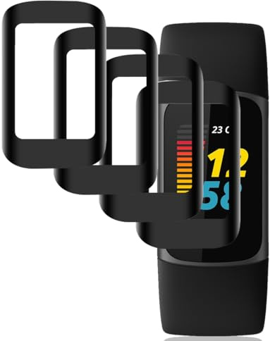 Gelaasso 4 Piezas Protector de Pantalla para Fitbit Charge 5/6, Protector de Pantalla Premium Cobertura Completa Film Láminas, Anti-arañazo Protectora