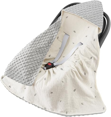 Susurration Einschlagdecke Babyschale Baby Decke 90x90 cm Kinderwagen und Kindersitze universal Baby Babydecke für Neugeborenen und Kleinkinder Einschlagsdecken Punkt Gurt(Laub)
