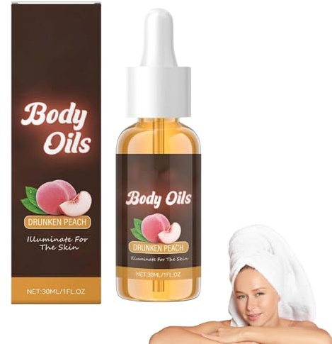All New Body Drops - Pick Your Favorite Scent, Hydrating and Moisturizing Fragrant Moisturizer, Sweet Scented Body Oil After Shower, 5 Scents, 30ml (Drunken Peach)