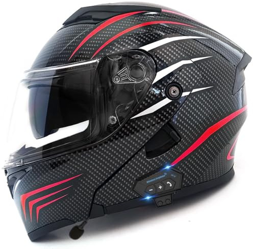 Motorradhelm mit Bluetooth Klapphelm mit Doppelvisier Modularer Motorrad Helm ECEDOT Zertifiziert Integriert Integralhelm Sturzhelm für Erwachsene Damen Herren Motocrosshelme