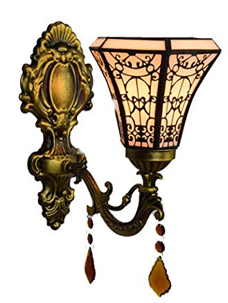 GAUUA Ø15cm Vintage Tiffany Estilo Lámpara De Pared Barroco Cristal Pared Sconce Vidrio Estudio Dormitorio Pasarela Luces, E27