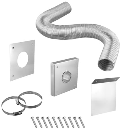 2 Inch Pellet Stove Air Vent Kit Outside Fresh Air Intake System for Wood Burning Stove 304 Stainless Steel Panels Aluminum Flexible Pipe 60 Inch Extended Length