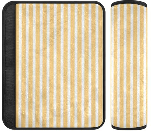 Paquete de 2 fundas acolchadas para cinturón de seguridad con rayas naranjas y blancas. Evita que el cinturón de seguridad se corte en el cuello