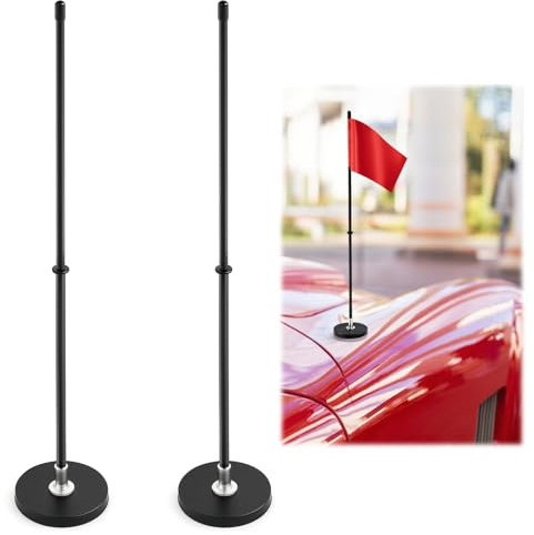 Otoolling 2 Pcs Magnetic Flag Holder 16.14 Inch Flexible Car Flag Poles with Magnetic Base for Cars Trucks Vehicles Flagpole Supplies