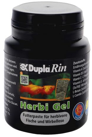 Dupla DuplaRin Herbi-gel I 35 g I självhäftande foderpasta för Herbivore fiskar och virvellösa I Med Spirulina, havsalger, klorella, alg, mykoprotein och vitlök I akvarier fiskfoder