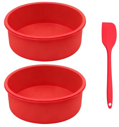 VQBKHO 2 stycken, 16 cm (6 tum), kakform, silikon, kakform, rund, 15 cm, nonstick-silikon, bakform, luftfryer för gör-det-själv, ost, bröd, tårta
