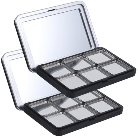 TOGEVAL 2 set Palette Trucco Vuota in Materiale Resistente Organizer per Ombretti Blush e Scatola Multi-scomparti Portatile per Cosmetici Personalizzabile