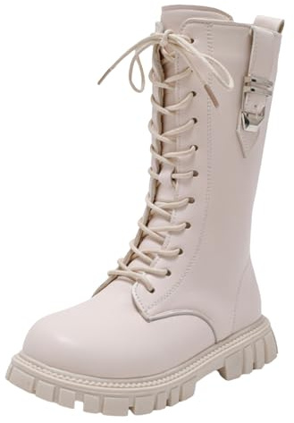 Générique Bottes et Bottines Fille de Cowboy à Lacets Botte de Combat Punk Gothique Bottine avec Fermeture Éclair Confortables à Bout Rond Mode Chaussures Enfants Chaudes Bottes d'équitation miMollet