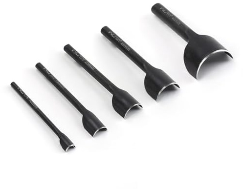 WUTA 5 Piece Half-Round Leather Punch Set, Carbon Steel Semicircular Punch Tool for Belts, Wallets & Watch Straps(10+15+20+25+40mm)