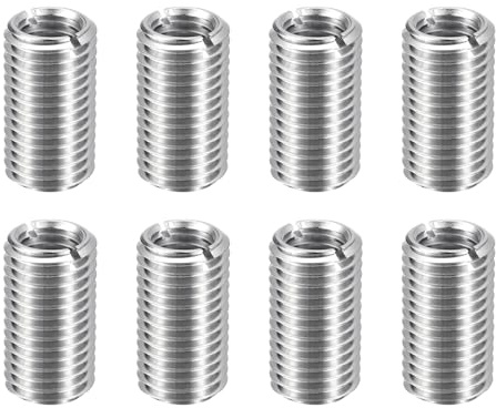 QUARKZMAN Gewindeeinsatz M16 auf M12 x 30mm 8 Stk | Edelstahl Einschraubmutter Reduziergewinde Metrische Selbstschneidende Gewindehülse Gewindeadapter für Möbel Reparatur DIY