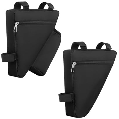 TONGIHS 2 Pezzo Borsa Triangolare Bicicletta, per Bottiglie d'Acqua, Nero | Tessuto Oxford,2 modelli,Impermeabile,Tre cinghie,Facile da montare e smontare,Supporto dedicato per borraccia,per Cellulare