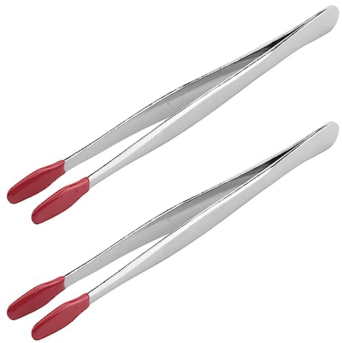 Bortivier 2 Piezas de Pinzas de Punta de Goma, Pinzas de PrecisióN de Silicona de PVC, Pinzas para Manualidades Industriales de Laboratorio, Herramienta, Roja