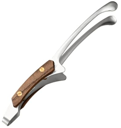 Watreketal Pinze da barbecue in acciaio inox da cucina, carne, cibo, pinze con manico in legno, multiuso per barbecue, grigliate e servire, clip per barbecue in acciaio inossidabile