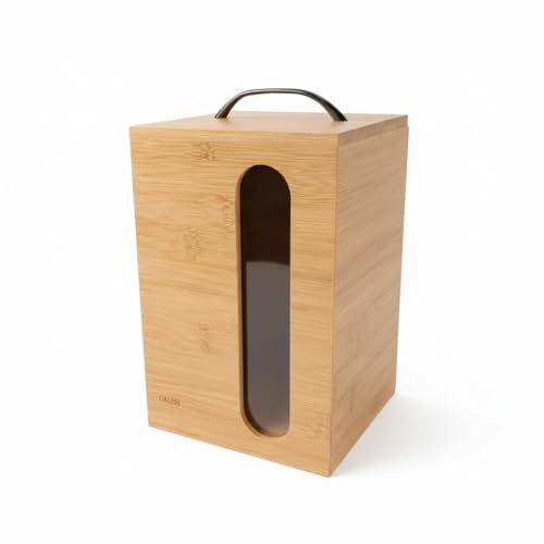 CIALESS Aria Contenitore Ermetico in bambù con Finestra in Vetro – Contenitore Singolo (Grande) – Barattolo Cucina per Pasta, Riso, Cereali – Organizer Dispensa e Bagno (1 contenitore, 5 Litri)