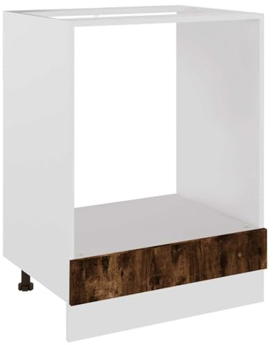 QJBSAVVA Meuble de Four Encastrable Riga, Meuble de Cuisine pour Micro-Ondes et Four, Buffet Bas de Cuisine en Bois d'Ingénierie, Coloris Chêne Fumé, Dimensions 60 x 46 x 81,5 cm