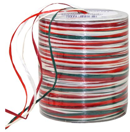 Präsent C.E. Pattberg Raffia-Multicolour Bastband rot-grün-weiß, 50 m Geschenkband zum Einpacken, 5-strängiges Bastelband für Geschenke, Zubehör zum Dekorieren & Basteln