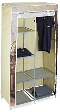 Relaxdays Faltschrank Kapitol HBT: ca. 161 x 83,5 x 42,5cm Kleiderschrank aus Stoff mit 6 Ablagen und Kleiderstange Stoffschrank als Garderobenschrank und Campingschrank nutzbar Wäscheschrank, Capitol