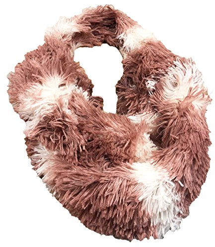JameStyle26 Verlauf Fransen Flauschig Warmer Winter LOOP Schal Fleece Schlauchschal Rundschal Farbverlauf (Rosa)