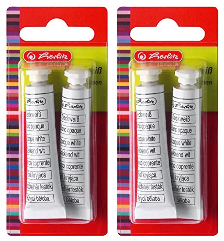 Herlitz 8642100 Deckweiß, 2 Tuben a 7.5 ml (2er Pack = 4 Tuben á 7,5 ml)