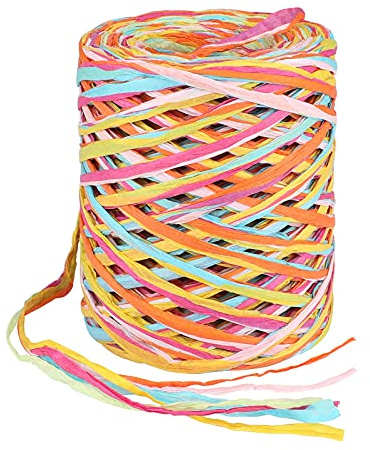 G2PLUS 6Ply Bunt Bastband: 80m Naturbast für Craft, Geschenkverpackung | 6 Farben Raffia Papierschnur, Craft Papierband, Geschenkband Papier für Handwerksprojekte, Geschenkverpackung