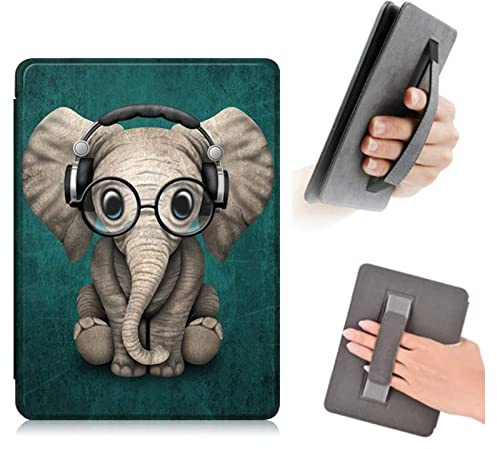 YYS 6,8 Zoll Kindle Paperwhite Hülle für die 11. Generation 2021 mit Auto Wake/Sleep, Handschlaufen-Design，Magnetische wasserdichte Schutzhülle (Elefant)