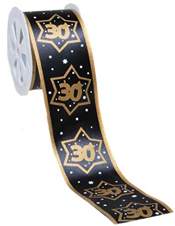Udo Schmidt GmbH Geschenkband 30 Schwarz/Gold Satinband Schleifenband Geschenkband Dekoband