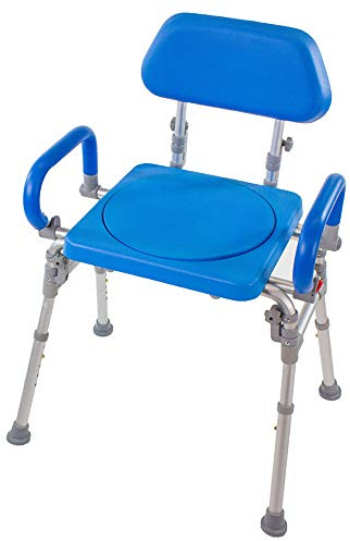 Platinum Health Folding Shower Chair with Rotating Swivel seat. Liberty Premium Padded Bath Chair with armrests and backrest by Platinum Health
