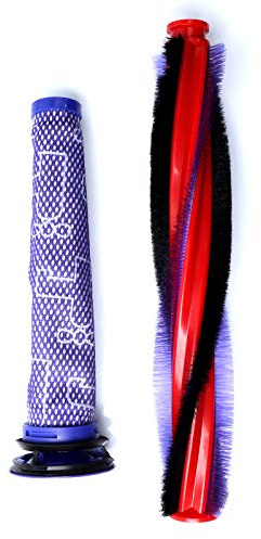 HUAYUWA 22.5cm Main Brush Bar Rolling Brush with 16.6cm Rear Filter Replacement Fits for Dyson V6 Animal/Fluffy DC58 DC59 DC61 DC62 Vacuum Cleaner Parts