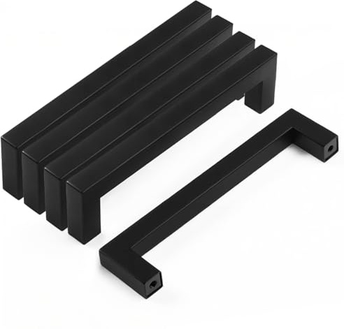 Drenky 5 Stück Schrankgriffe Schwarz Rostfreier Stahl Türknäufe, Möbelgriffe mit Schraube für Schublade, Schrank, Möbel, Küche, Heimdekoration, Lochabstand 128 mm