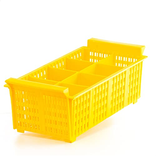 Kerafactum Panier à couverts pour couverts et petites pièces | Panier à couverts extra large jaune | 8 compartiments à grosses mailles + 120 °C Cutlery Basket sans BPA