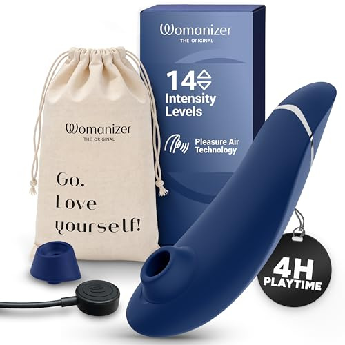 Womanizer Premium 2 Klitoris-Sauger Erotik Sextoy Vibrator für Frauen Blau | Bekannt aus Chéri, ich komme! 14 Saugstufen, wasserdicht, Klitorisstimulator, Smart Silence, leichte Bedienung, Sexspielzeug