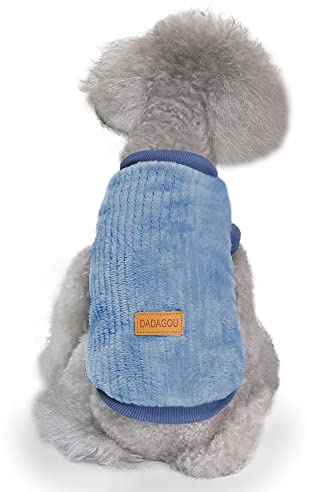 YAODHAOD - Ropa para Perro, suéter de Felpa de Invierno para Mascotas, Suave, Grueso, cálido, para Cachorros, para Perros y Gatos (Azul, S)