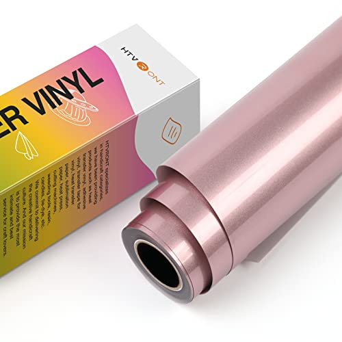 HTVRONT Plotterfolie Textil 30.5cm × 3.05m(Roségold) | PU Flexfolie, Zum Aufbügeln, Für T-Shirt & Stoffe, Einfach zu entgittern & zu bügeln, Für alle Plotter