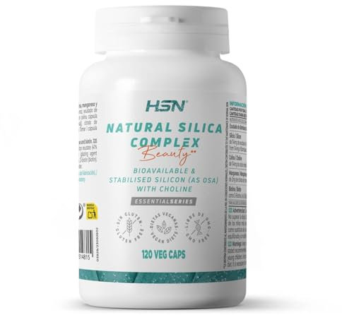 HSN Silicio Natural Complex | 120 Cápsulas Vegetales | Silicio de ALTA Biodisponibilidad procedente de OSA (Ácido Ortosilícico estabilizado con Colina) + Exudado de Bambú | No-GMO, Vegano, Sin Gluten