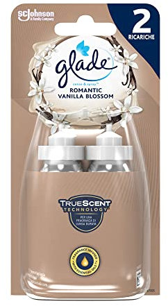 Glade Sense & Spray Doppia Ricarica, Deodorante per Ambienti con Sensore di Movimento, Fragranza Romantic Vanilla Blossom, Confezione da 2 Ricariche x 18 ml