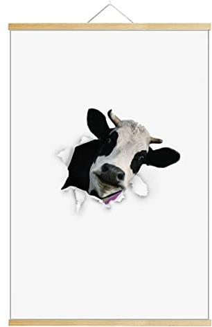 Pergamino de papel de animales rotos impactados con vacas lecheras para colgar cuadro decorativo