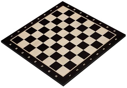 Sunrise Schach & Spiele Schachbrett Nr. 5 Mit Beschreibung| Intarsien Hebanisiert Turnier-Vorstand Elegantes Design Geschenkidee Ideal für mittlere Figuren Feld 50 mm