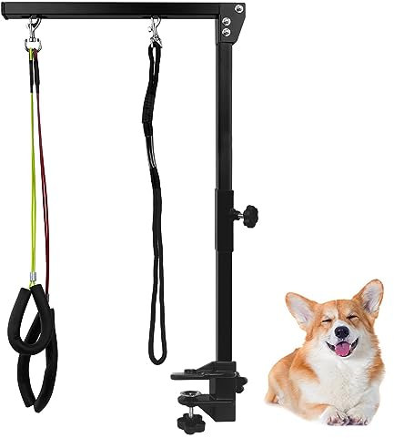 SUBTLETY Faltbarer Haustier Fellpflege Arm mit Klemme Haustierpflegearm 35 Zoll Verstellbarer Haustierpflegetisch Seil Tierpflegearm für Große Kleine Hunde Tierpflege und -Betreuung