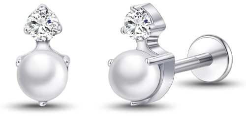 limerencia G23 F136 Titan Piercing Ohrstecker mit flacher Rückseite | Implantatqualität, 18g gewindelose Push-Press-Verschlüsse, geeignet für Knorpel, Helix, Tragus, Labret und Lippenpiercings