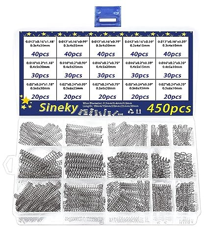 LOEASE 450-teiliges Federsortiment-Set, Druckfedern-Set, kleine Federn in verschiedenen Größen, mechanische Druckfedern aus Edelstahl für Reparaturen zu Hause und Heimwerker