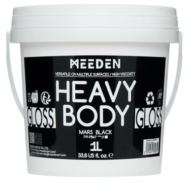 MEEDEN Schwarz Acrylfarben 1L: Heavy Body Gloss Acryl Farbe für Leinwand Holz Wand Textile, Groß Acrylic Paint - Wasserfest & Ungiftig & Schnelltrocknend - Intensivschwarz