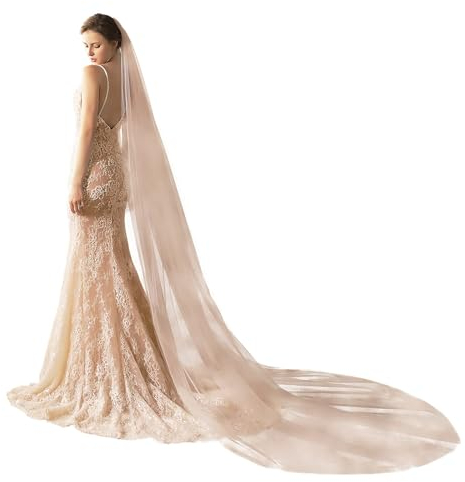 AMBRE ADÈLE Eleganter Brautschleier in Elfenbein, 106x78 Zoll - Perfekter Schleier für die Braut, Damen Hochzeitsschleier