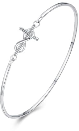 YEESIA Damen-Kreuz-Armband, 925er Sterlingsilber, Unendlichkeitskreuz-Armband mit Zirkon, christlicher Schmuck, Geschenk für Frauen