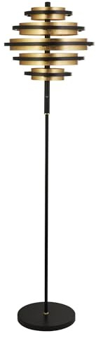 Licht-Erlebnisse LED Stehlampe dimmbar in Schwarz matt Gold 148 cm niedrig aus Metall 2700 K 552 lm Modern Stehleuchte Wohnzimmer