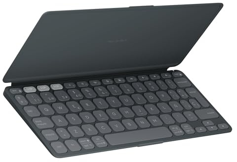 Logitech Keys-To-Go 2, Teclado Bluetooth portátil para Tablet | Tapa integrada, teclado inalámbrico para Windows, Android, Linux, iPad, iPhone, Mac, Apple TV, QWERTY ESP - Grafito